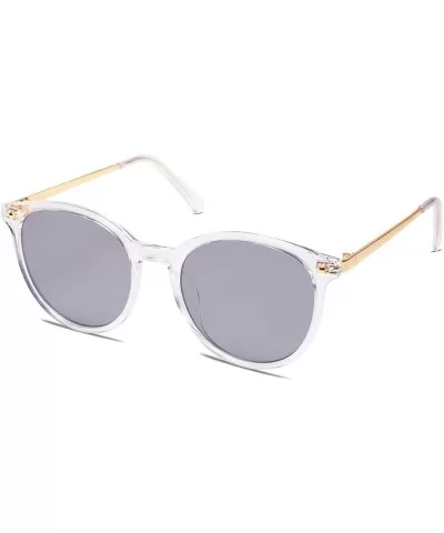 Vintage Round Sunglasses for Women Classic Retro Designer Style SJ2120 - C6 Transparent Frame/Light Grey Lens - CW199O7WTYR $...