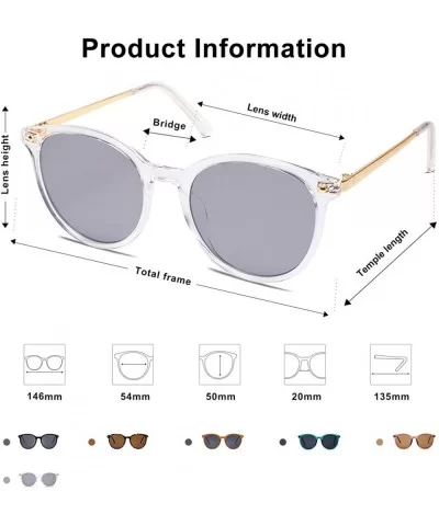 Vintage Round Sunglasses for Women Classic Retro Designer Style SJ2120 - C6 Transparent Frame/Light Grey Lens - CW199O7WTYR $...