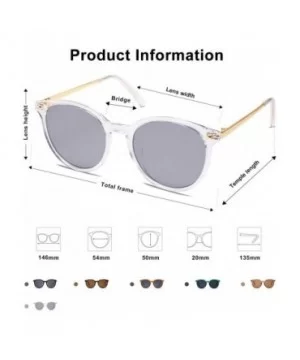 Vintage Round Sunglasses for Women Classic Retro Designer Style SJ2120 - C6 Transparent Frame/Light Grey Lens - CW199O7WTYR $...