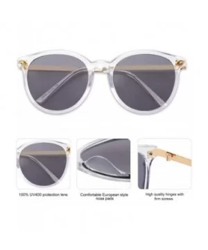 Vintage Round Sunglasses for Women Classic Retro Designer Style SJ2120 - C6 Transparent Frame/Light Grey Lens - CW199O7WTYR $...