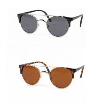 Metal Round Sunglasses P2192 - 2 Pcs Black-smoke & Tortoise-brown - CW125W6KL07 $23.25 Round