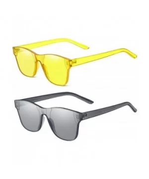 Rimless Sunglasses Colored Transparent Eyewear - Black and Yellow - CI18QNK6H9D $10.57 Oversized