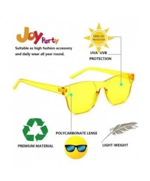 Rimless Sunglasses Colored Transparent Eyewear - Black and Yellow - CI18QNK6H9D $10.57 Oversized