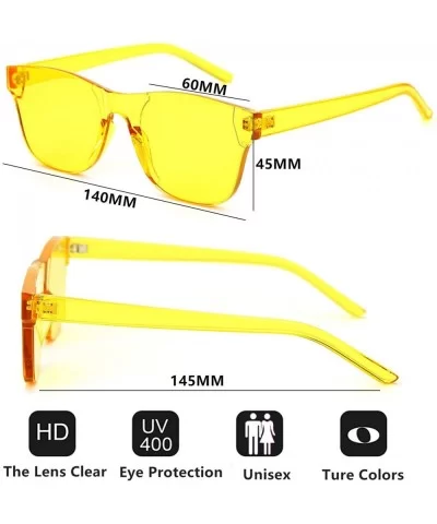 Rimless Sunglasses Colored Transparent Eyewear - Black and Yellow - CI18QNK6H9D $10.57 Oversized