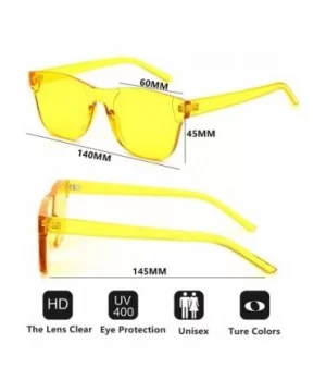 Rimless Sunglasses Colored Transparent Eyewear - Black and Yellow - CI18QNK6H9D $10.57 Oversized