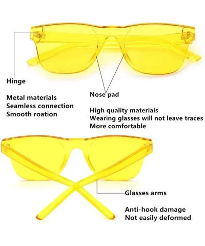 Rimless Sunglasses Colored Transparent Eyewear - Black and Yellow - CI18QNK6H9D $10.57 Oversized