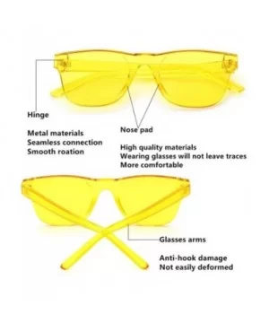 Rimless Sunglasses Colored Transparent Eyewear - Black and Yellow - CI18QNK6H9D $10.57 Oversized