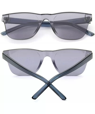 Rimless Sunglasses Colored Transparent Eyewear - Black and Yellow - CI18QNK6H9D $10.57 Oversized