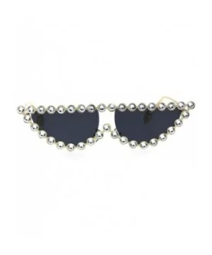 Womens Large Rhinestone Bling Narrow Flat Top Cat Eye Sunglasses - Gold Black - C618QGTMITS $9.22 Cat Eye