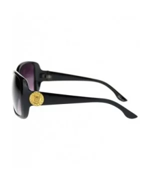 Womens Gold Lion Coin Emblem Hinge Rectangular Butterfly Sunglasses - Black - C311NV5BXZJ $5.58 Rectangular