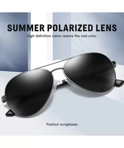 Aviator Style Polarized Sunglasses for Men and Women 3025K - Gunmetal - CT18S4LLQXY $13.05 Round