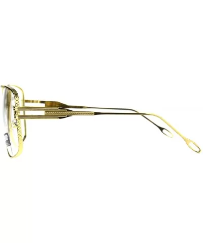 Mens Gold Oversize Clear Lens Nerdy Rectangular Racer Eyeglasses - C118DSXN32A $7.75 Rectangular