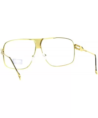 Mens Gold Oversize Clear Lens Nerdy Rectangular Racer Eyeglasses - C118DSXN32A $7.75 Rectangular