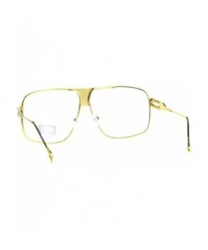 Mens Gold Oversize Clear Lens Nerdy Rectangular Racer Eyeglasses - C118DSXN32A $7.75 Rectangular