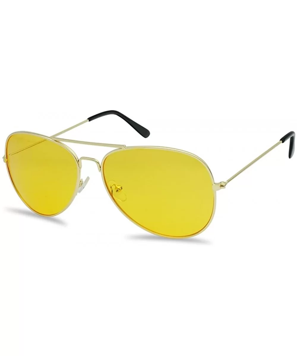 Classic Round Metal Night Driving Hd Aviator Sunglasses w/Blue Blocking Yellow Anti-glare Uv Lenses - Gold - CC1223Z5LVT $6.3...