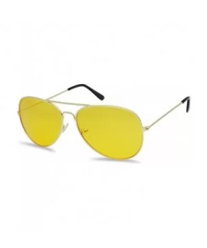 Classic Round Metal Night Driving Hd Aviator Sunglasses w/Blue Blocking Yellow Anti-glare Uv Lenses - Gold - CC1223Z5LVT $6.3...