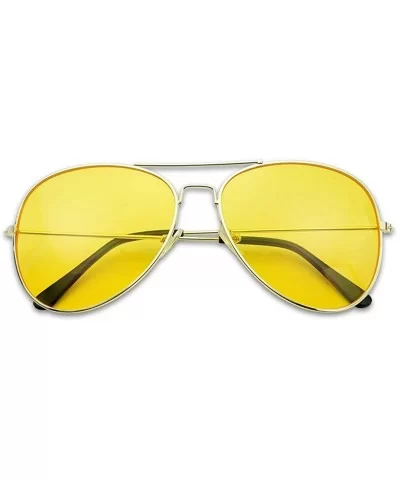 Classic Round Metal Night Driving Hd Aviator Sunglasses w/Blue Blocking Yellow Anti-glare Uv Lenses - Gold - CC1223Z5LVT $6.3...