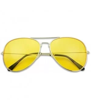 Classic Round Metal Night Driving Hd Aviator Sunglasses w/Blue Blocking Yellow Anti-glare Uv Lenses - Gold - CC1223Z5LVT $6.3...