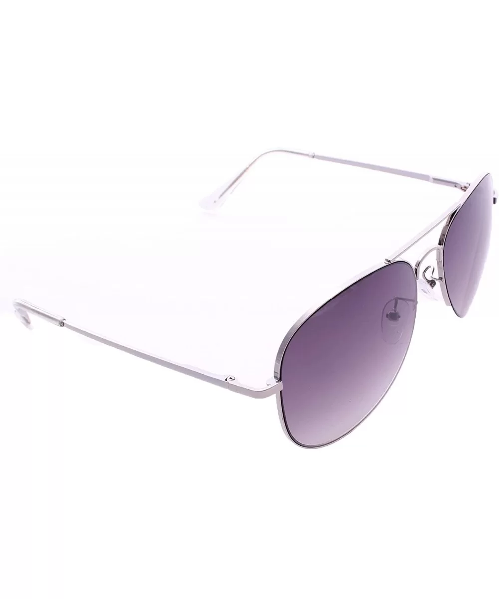 Top Gun Aviator Metal Sunglasses w/Semi-Dark Lenses - Silver Frame - CX12HSCQEA3 $7.63 Aviator