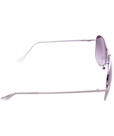 Top Gun Aviator Metal Sunglasses w/Semi-Dark Lenses - Silver Frame - CX12HSCQEA3 $7.63 Aviator