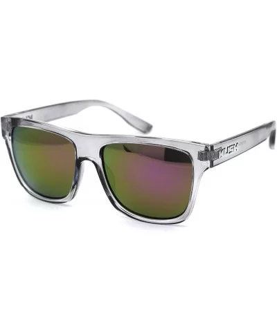 Mens Flat Top Horn Rim Kush Color Mirror Rectangular Sport Sunglasses - Clear Purple Mirror - CL18OR2N49H $5.26 Rectangular