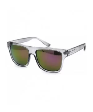 Mens Flat Top Horn Rim Kush Color Mirror Rectangular Sport Sunglasses - Clear Purple Mirror - CL18OR2N49H $5.26 Rectangular