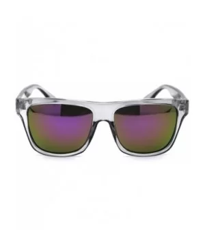 Mens Flat Top Horn Rim Kush Color Mirror Rectangular Sport Sunglasses - Clear Purple Mirror - CL18OR2N49H $5.26 Rectangular