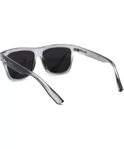 Mens Flat Top Horn Rim Kush Color Mirror Rectangular Sport Sunglasses - Clear Purple Mirror - CL18OR2N49H $5.26 Rectangular