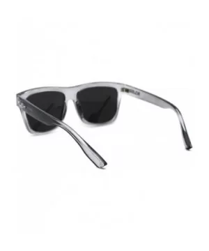 Mens Flat Top Horn Rim Kush Color Mirror Rectangular Sport Sunglasses - Clear Purple Mirror - CL18OR2N49H $5.26 Rectangular