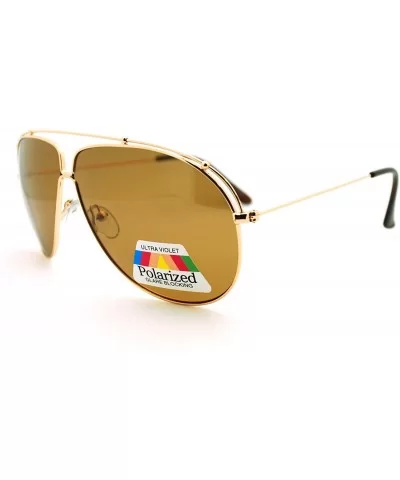 Polarized Sunglasses Unique Arched Top Aviators Thin Lite Metal Frame - Gold - C3186I5D6M0 $8.87 Aviator