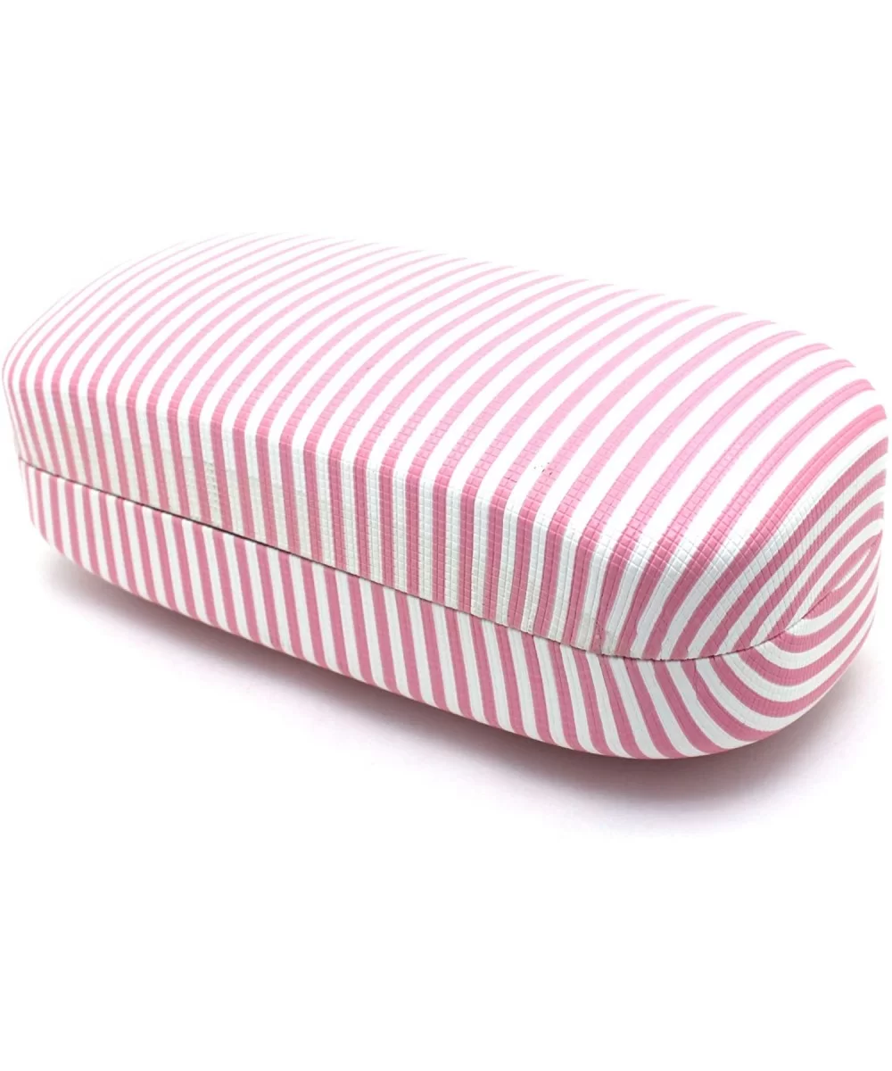 Striped Rectangular Large Hard Clam Shell Spring Closure Eyewear Case - Pink - CA183C6SC8O $5.42 Rectangular