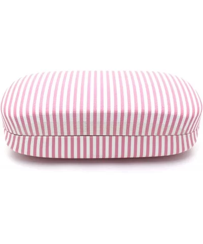 Striped Rectangular Large Hard Clam Shell Spring Closure Eyewear Case - Pink - CA183C6SC8O $5.42 Rectangular