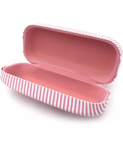 Striped Rectangular Large Hard Clam Shell Spring Closure Eyewear Case - Pink - CA183C6SC8O $5.42 Rectangular