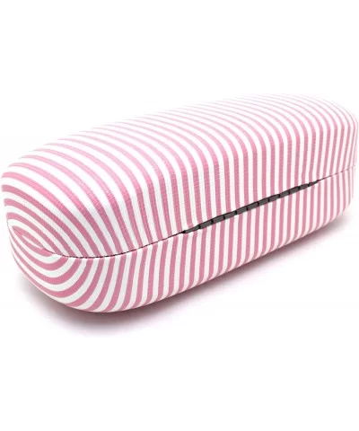 Striped Rectangular Large Hard Clam Shell Spring Closure Eyewear Case - Pink - CA183C6SC8O $5.42 Rectangular