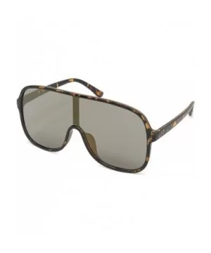 Large Flat Face Modern Aviator Style Sunglasses - Leopard/Gold - CA18KK3IXY8 $6.15 Aviator