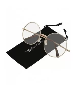 Big Round Sunglasses Retro Circle Tinted Lens Glasses UV400 Protection - Clear Gold Frame Glasses - CM18C54O2UC $7.73 Cat Eye