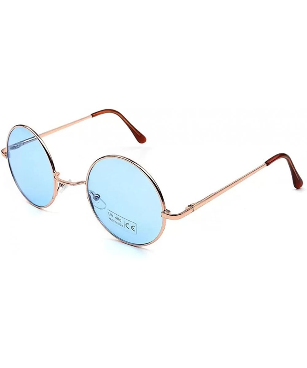 Men Women Round Vintage Aviator Mirrored Sunglasses Circle Eyewear Summer Outdoor Glasses - E - CO185YSM4UQ $5.28 Oversized