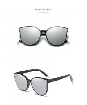 The Luxe Flat Top Oversized Cat Eye Sunglasses for Girls and Women - Black Silver - CG193XIMIK7 $39.35 Oversized