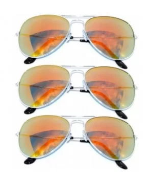 Classic Aviator Style Sunglasses Metal Frame with Color Lens UV Protection 3 Pairs - CS11MPT80JT $7.56 Aviator