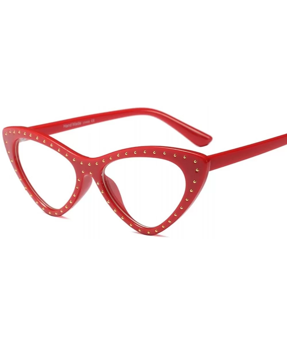 Sexy Glasses Triangle Rivet Vintage Cat Eye Eyeglasses Frames Women Accessories - Red - CJ18DYK6U7Q $6.95 Cat Eye