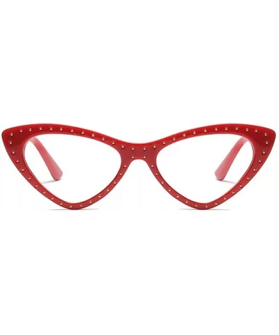 Sexy Glasses Triangle Rivet Vintage Cat Eye Eyeglasses Frames Women Accessories - Red - CJ18DYK6U7Q $6.95 Cat Eye