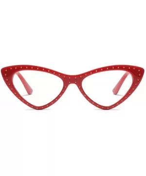 Sexy Glasses Triangle Rivet Vintage Cat Eye Eyeglasses Frames Women Accessories - Red - CJ18DYK6U7Q $6.95 Cat Eye