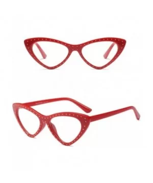 Sexy Glasses Triangle Rivet Vintage Cat Eye Eyeglasses Frames Women Accessories - Red - CJ18DYK6U7Q $6.95 Cat Eye