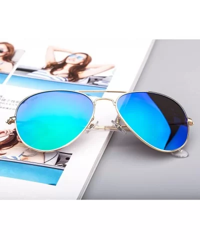 Linno Classic Polarized Sunglasses for Men Women Metal Frame UV400 Protection - Blue - CL18KIW6OCW $6.01 Aviator