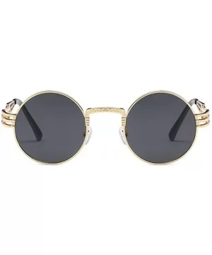 Steampunk Round Sunglasses for Women and Men with Spring Hings - C5 Gold Blue - CC198024R9O $8.92 Round