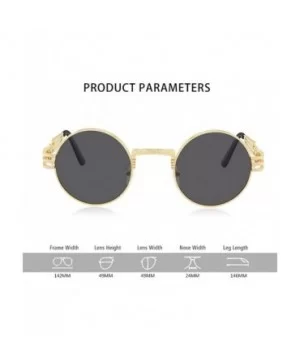 Steampunk Round Sunglasses for Women and Men with Spring Hings - C5 Gold Blue - CC198024R9O $8.92 Round