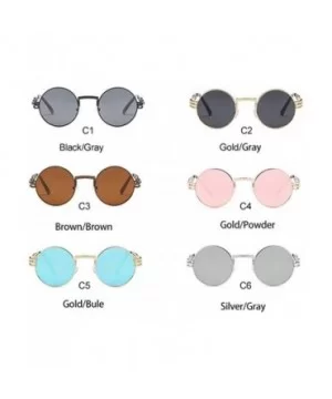 Steampunk Round Sunglasses for Women and Men with Spring Hings - C5 Gold Blue - CC198024R9O $8.92 Round