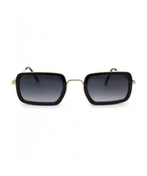 Dad Shade Double Rim Narrow Rectangle Sunglasses - Gold Burgundy Smoke - CU196IR223T $7.15 Rectangular