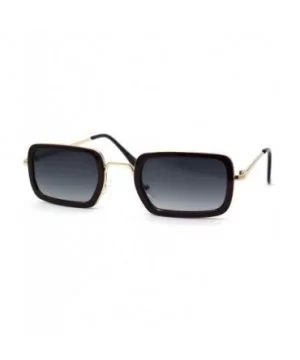 Dad Shade Double Rim Narrow Rectangle Sunglasses - Gold Burgundy Smoke - CU196IR223T $7.15 Rectangular