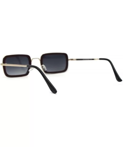 Dad Shade Double Rim Narrow Rectangle Sunglasses - Gold Burgundy Smoke - CU196IR223T $7.15 Rectangular